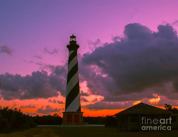 Lighthouse Poster featuring the photograph Sunset at Cape Hatteras by Nick Zelinsky Jr