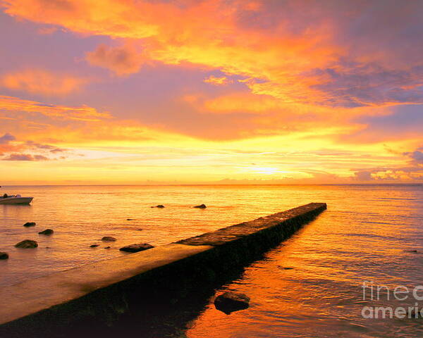 Sunset Poster featuring the photograph Sunset at Mauritius by Amanda Mohler