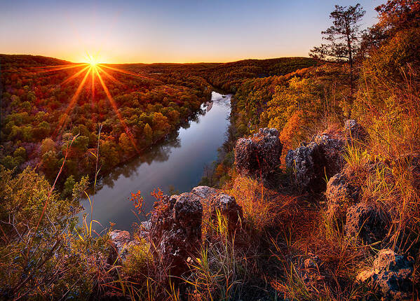 Ozark Poster featuring the photograph Sunset At Paint-Rock Bluff by Robert Charity