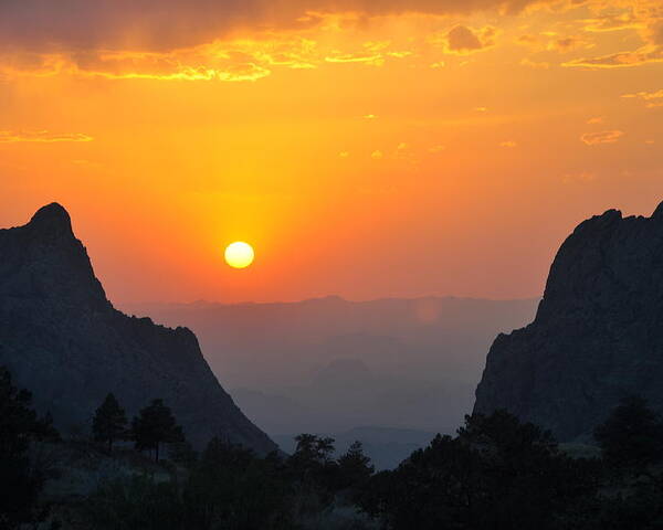 Orange Poster featuring the photograph Sunset in Big Bend National Park by Frank Madia