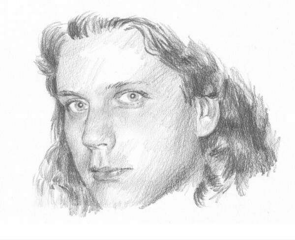 <a Href=http://miketheuer.com Target =_blank>www.miketheuer.com</a> Teenager Pencil Portrait Poster featuring the drawing Teenager Pencil Portrait by Mike Theuer