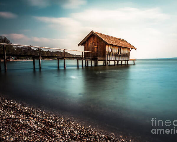 Ammersee Poster featuring the photograph The boats house II by Hannes Cmarits