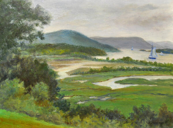 Landscape Poster featuring the painting The Clearwater Passing Boscobel by Phyllis Tarlow