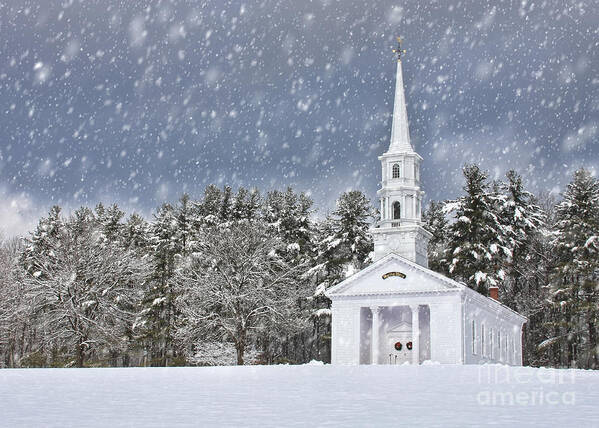 Chapel Poster featuring the photograph The Little Chapel in Winter by Jayne Carney