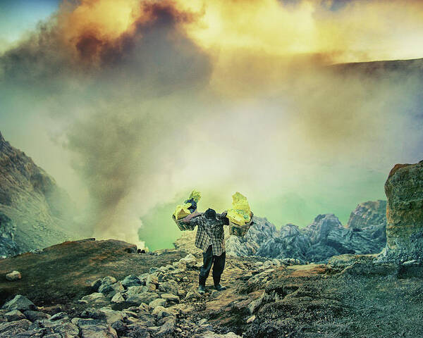 Ijen Poster featuring the photograph The Man From Green Crater by Ismail Raja Sulbar