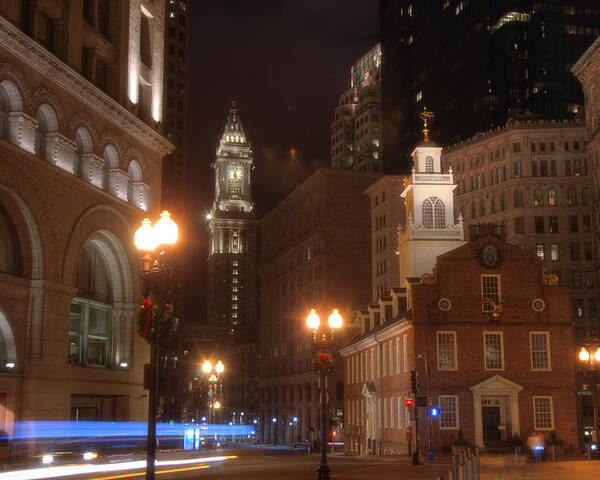 Old State House Poster featuring the photograph The Old State House an the Custom House by Joann Vitali