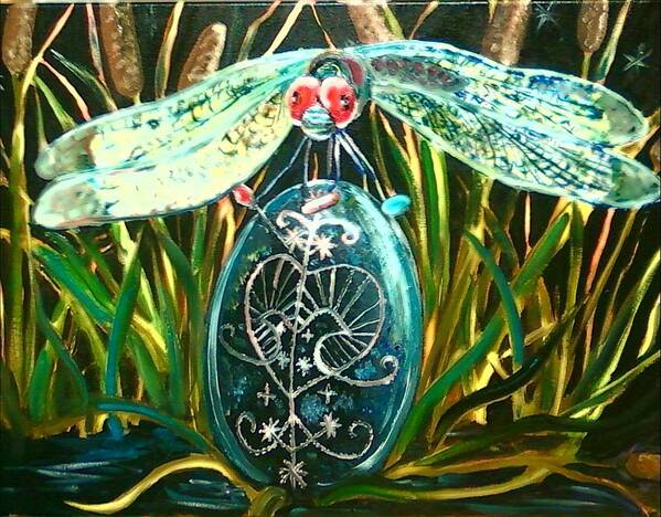Dragonfly Poster featuring the painting The Snake Doctor by Alexandria Weaselwise Busen