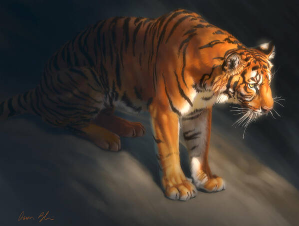  Poster featuring the digital art Torch tiger 1 by Aaron Blaise