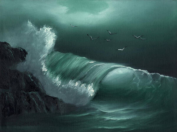 Seascape Poster featuring the painting Turquoise Wave by Kathie Camara