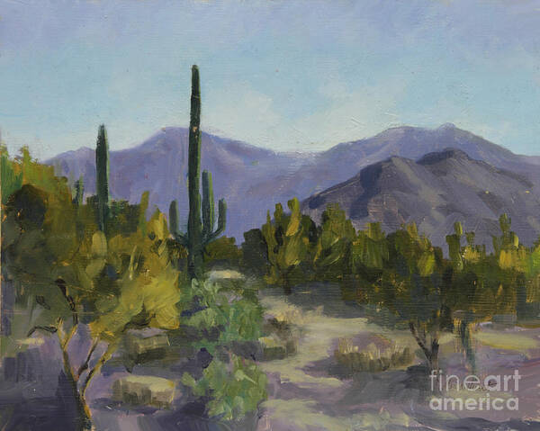 Saguaro Poster featuring the painting The Serene Desert by Maria Hunt