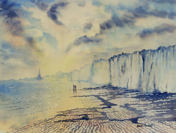 Landscape Poster featuring the painting Twilight Stroll on Bridlington Beach by Glenn Marshall