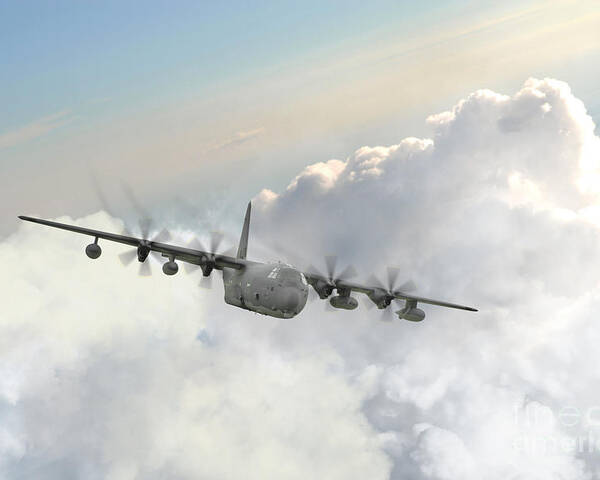 Usaf C130 Poster featuring the digital art Usaf C130 by Airpower Art