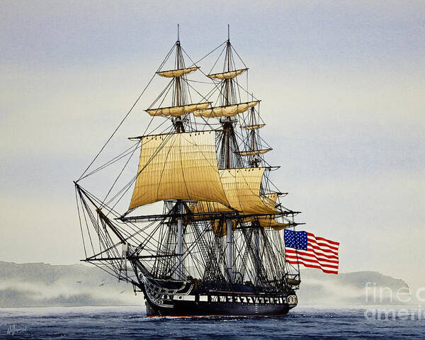 Tall Ship Poster featuring the painting Uss Constitution by James Williamson