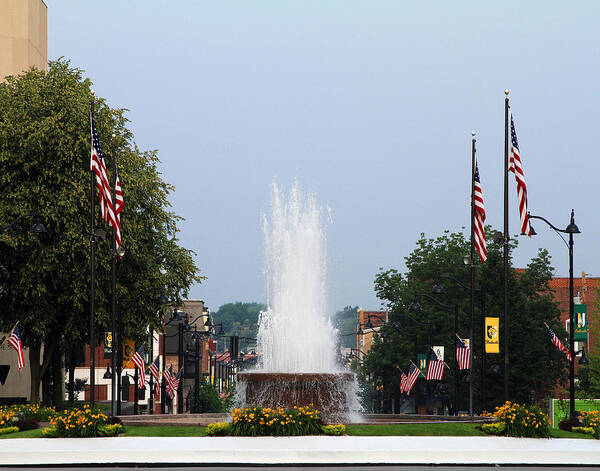 Fountains Poster featuring the photograph Veterans Memorial Fountain Belleville Illinois by John Freidenberg