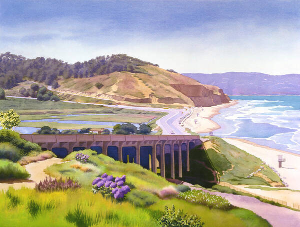 Landscape Poster featuring the painting View of Torrey Pines by Mary Helmreich