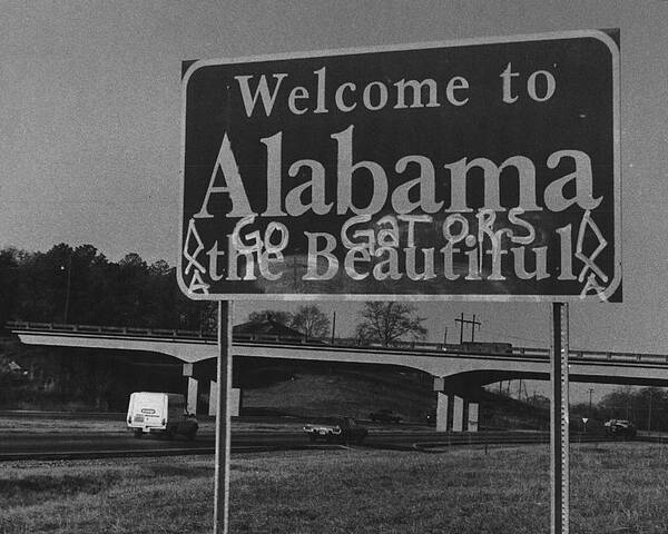Signs Poster featuring the photograph Vintage Alabama Florida Football Sign by Retro Images Archive
