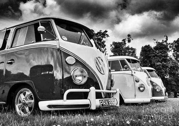 Vw Poster featuring the photograph VW Splitties Monochrome by Tim Gainey