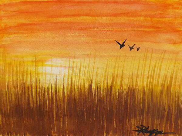 Wheatfield At Sunset Poster featuring the painting Wheatfield at Sunset by Darren Robinson