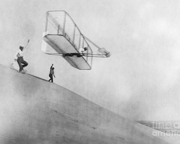 History Poster featuring the photograph Wilbur Wright Pilots Early Glider 1901 by Science Source
