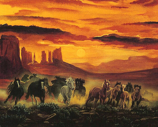 Wild Poster featuring the painting Wild Horses by Tim Joyner