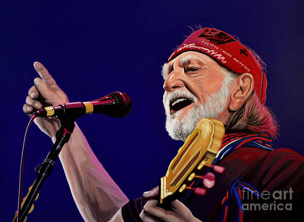 Willie Nelson Poster featuring the painting Willie Nelson by Paul Meijering