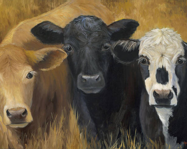 Cow Print Poster featuring the painting Winken Blinken And Nod by Cheri Wollenberg