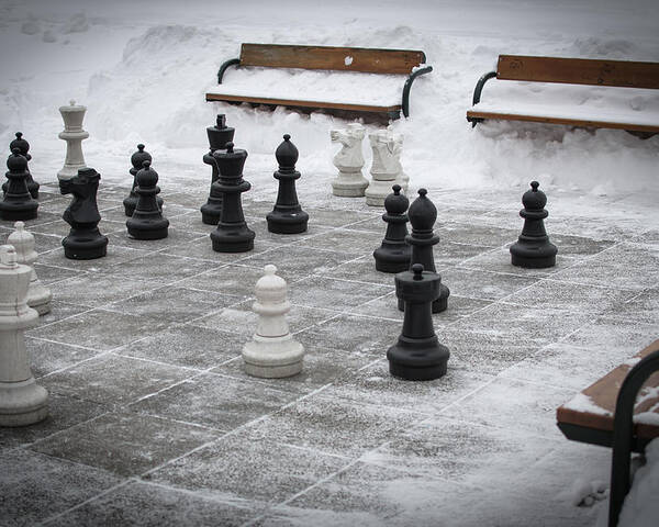 Chess Poster featuring the photograph Winter Outdoor Chess by Andreas Berthold