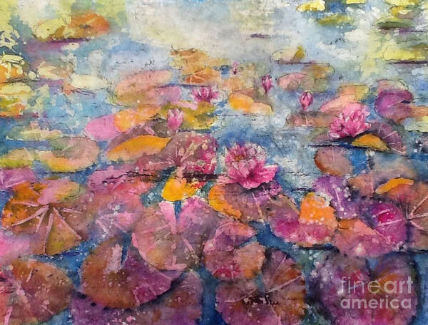 Ponds Poster featuring the painting Wonderland Waterlilies by Carol Losinski Naylor