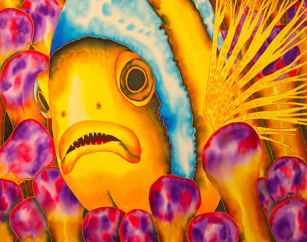Fish Art Poster featuring the painting Yellow Clownfish by Daniel Jean-Baptiste