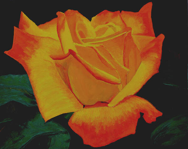 Yellow Rose Poster featuring the painting Yellow Rose by Stan Hamilton