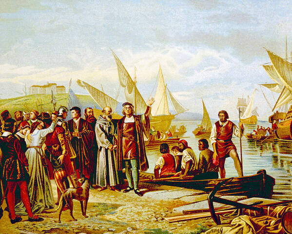 Balaca Poster featuring the photograph Christopher Columbus Embarkation by Everett