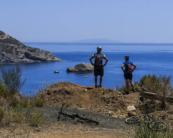 Mtb Poster featuring the photograph ELBA ISLAND - MTB Bikers looking the far away island - ph Enrico Pelos by Enrico Pelos