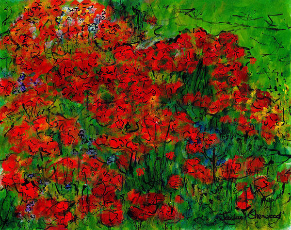 Flowers Poster featuring the painting French Poppies by Jackie Sherwood