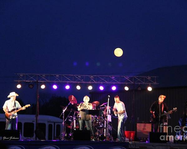 Full Moon Poster featuring the photograph Full moon rising over the band by Yumi Johnson