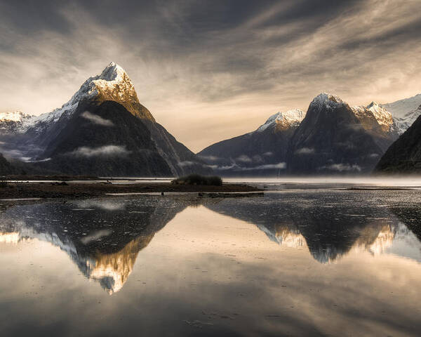 00446721 Poster featuring the photograph Mitre Peak And Milford Sound by Colin Monteath