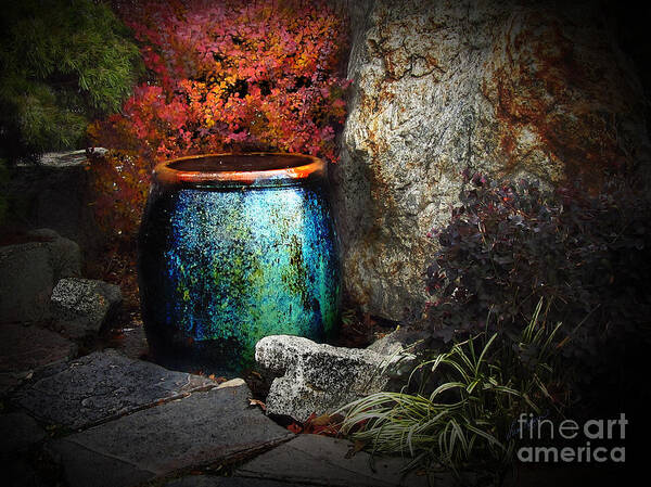 Fountain Poster featuring the digital art Nevada City Fountain by Lisa Redfern