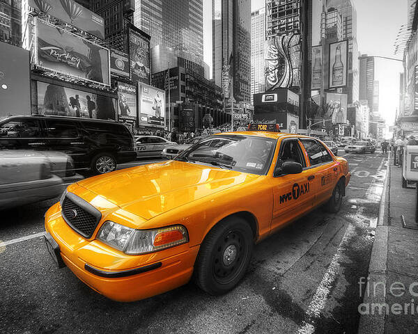 Art Poster featuring the photograph NYC Yellow Cab by Yhun Suarez