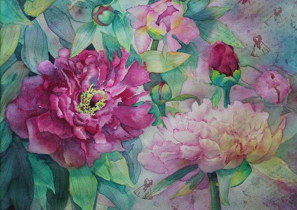 Peony Poster featuring the painting Queen of the Garden by Ruth Kamenev