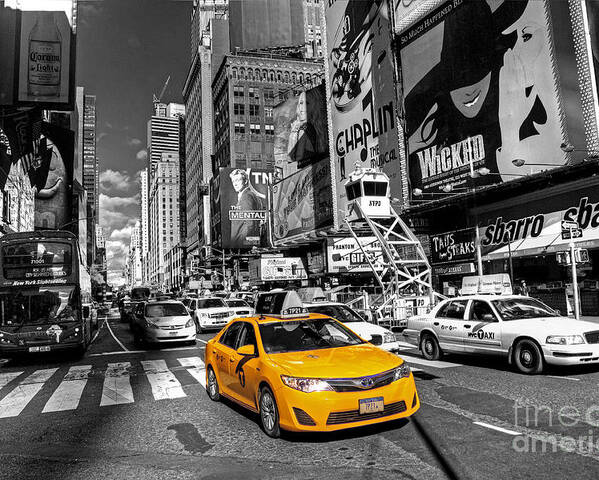 NYC Cab Urban Photography on Metallic Paper