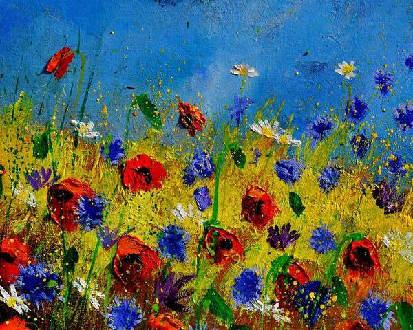 Poppies Poster featuring the painting Wild Flowers 119010 by Pol Ledent
