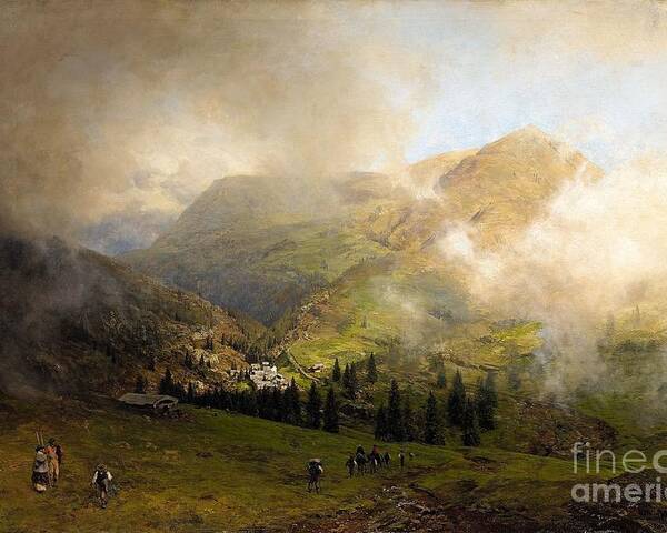 Oswald Achenbach Poster featuring the painting View of Rigi by MotionAge Designs
