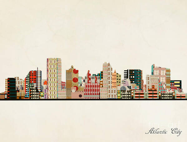 Atlantic City Poster featuring the painting Atlantic City Skyline by Bri Buckley
