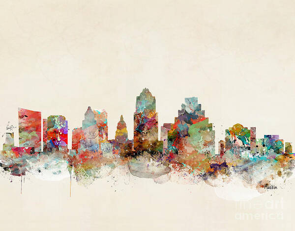 Austin Texas Poster featuring the painting Austin Texas by Bri Buckley