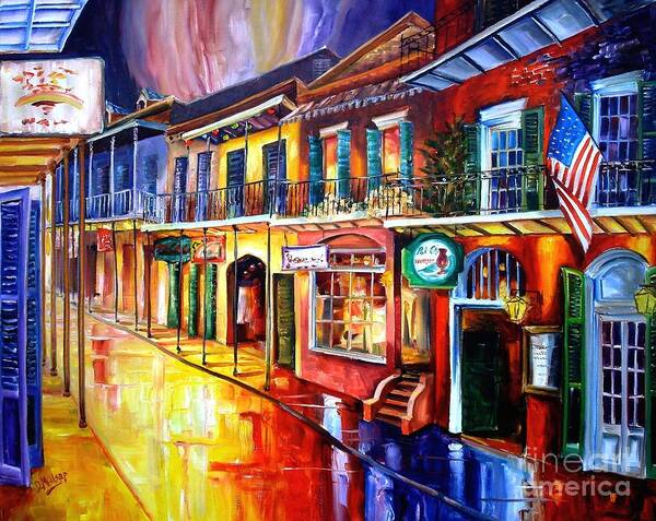 New Orleans Poster featuring the painting Bourbon Street Red by Diane Millsap