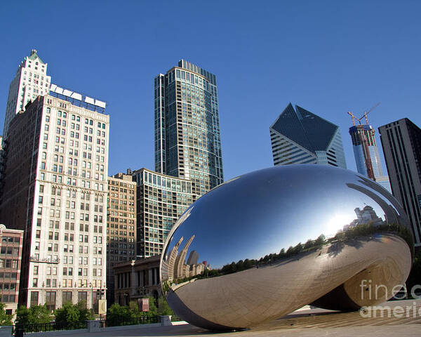 Bean Poster featuring the photograph Cloudgate Reflects by David Levin