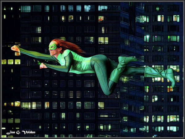 Green Poster featuring the photograph Flight Of The Green Lantern by Jon Volden