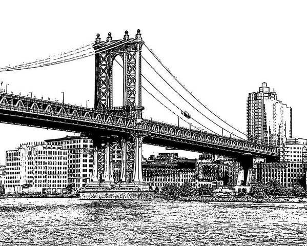 Manhattan Bridge Poster featuring the photograph Manhattan Bridge 1.1 - New York by Frank Mari