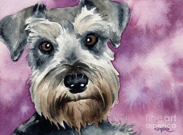 Mini Poster featuring the painting Miniature Schnauzer by David Rogers