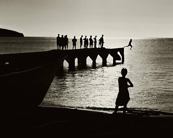 Black And White Poster featuring the photograph Old Jetty- St Lucia #1 by Chester Williams