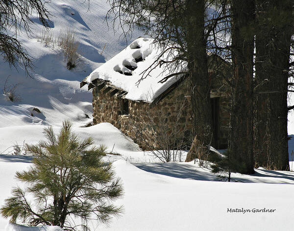 Snow Poster featuring the photograph Snow Cabin by Matalyn Gardner